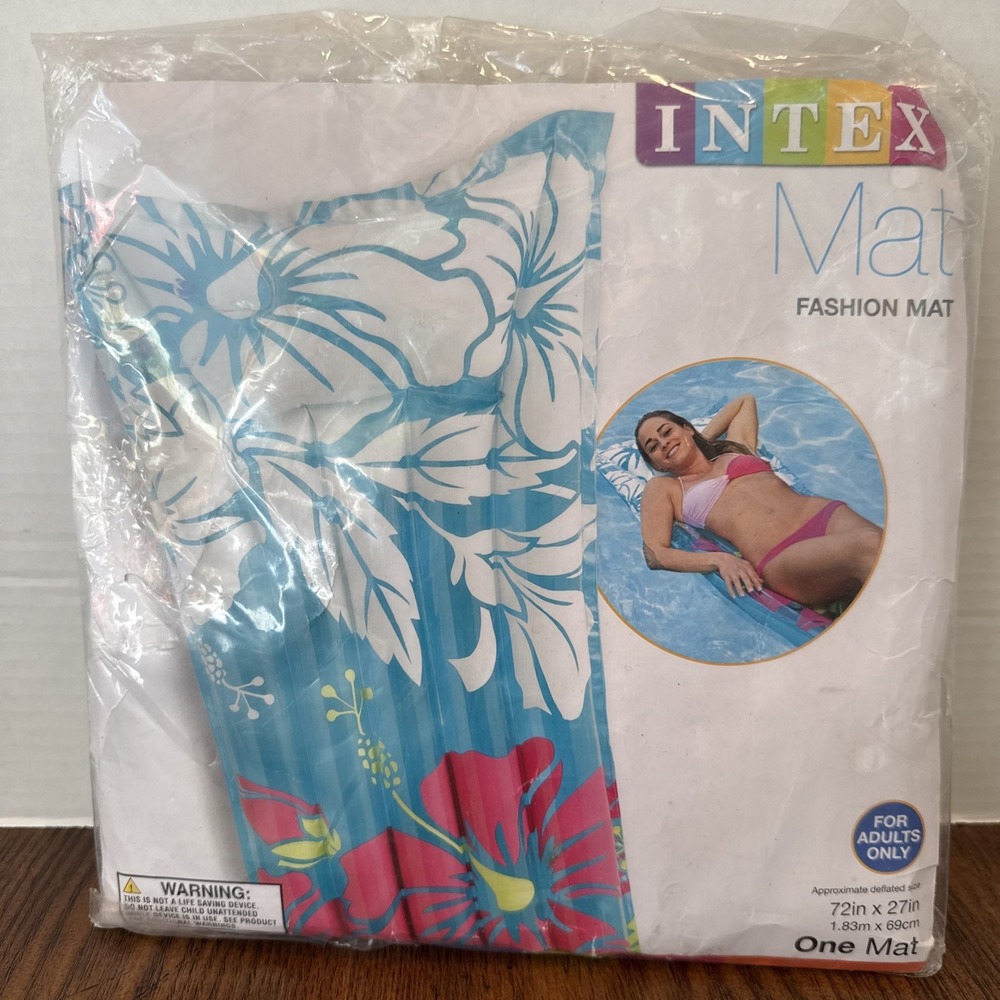 Intex 72" Long Pool Float Fashion Mat Inflatable Lounge Tropical Hibiscus 2016